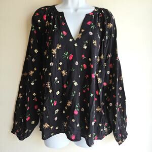 Old Navy Dark Floral Long Sleeve Blouse Size M Cottagecore Whimsigoth Boho
